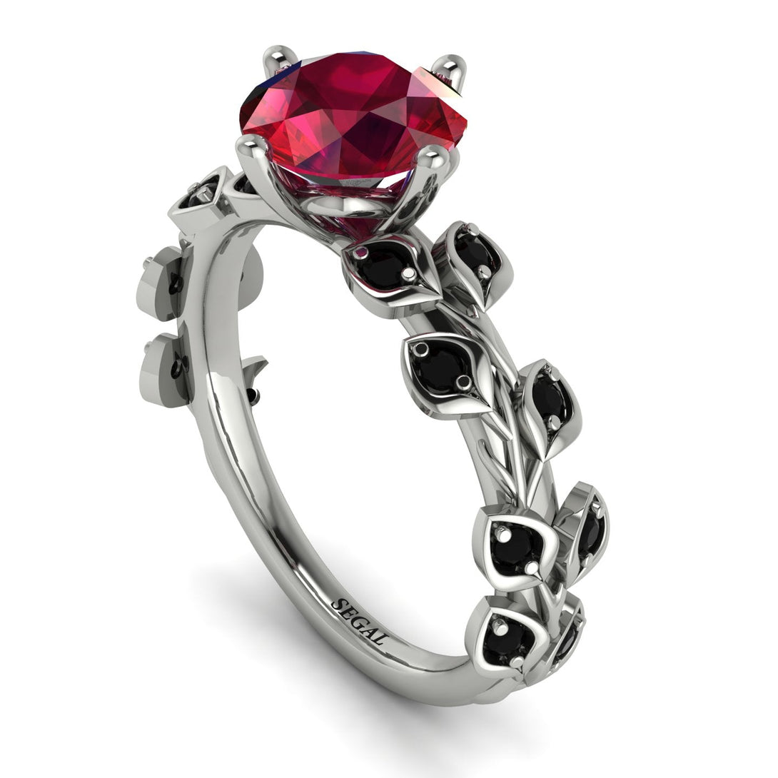 Leaves All Around White Gold Ruby Ring - Sydney 2ct No. 42